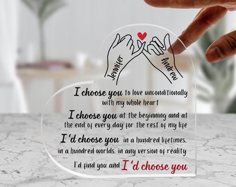 Personalisiertes Geschenk für Ehemann Frau, Herz-Acrylplakette, graviertes Gedicht-Acrylständer, Jahrestagsgeschenk, Valentinstagsgeschenk für Ihn Sie