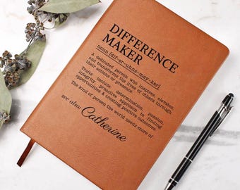Personalized Vegan Leather Journal: Teacher Retirement Gift, Mentor Appreciation, A5 Leather Notebook