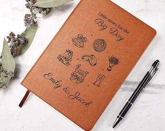 Personalized Vegan Leather Journal: Engagement Gift for Bride-to-be, Custom Wedding Keepsake, A5 Leather Notebook