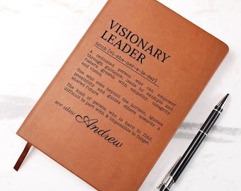 Personalized Vegan Leather Journal: Visionary Leader Gift for Coworker, Mentor Appreciation, A5 Leather Notebook