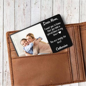 Personalisierte Foto-Metallbrieftaschen-Karte, Sentimentale Geschenke für Mama, gravierter Aluminium-Geldbörseneinsatz, einzigartiges Muttertagsgeschenk von Kindern