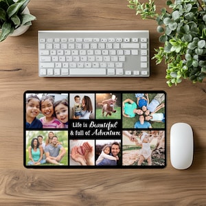 Photo Collage Desk Mat, Large Desk Mat, Personalized Desk Decorations, Office Decorations, Family Photo, Daddy Gift, Customized Gift