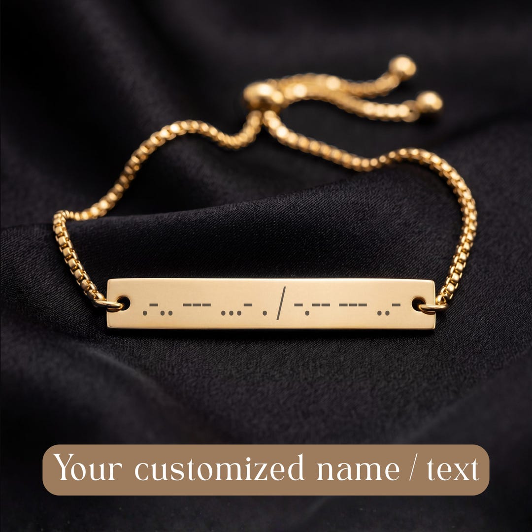 Custom Morse Code Bracelet - Hidden Message Dainty Name Necklace ...