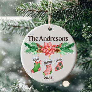 Personalized Family Pet Name Christmas Ornament, Custom Dog Ornament, Customized Holiday Keepsake, Stocking Stuffer for adult
