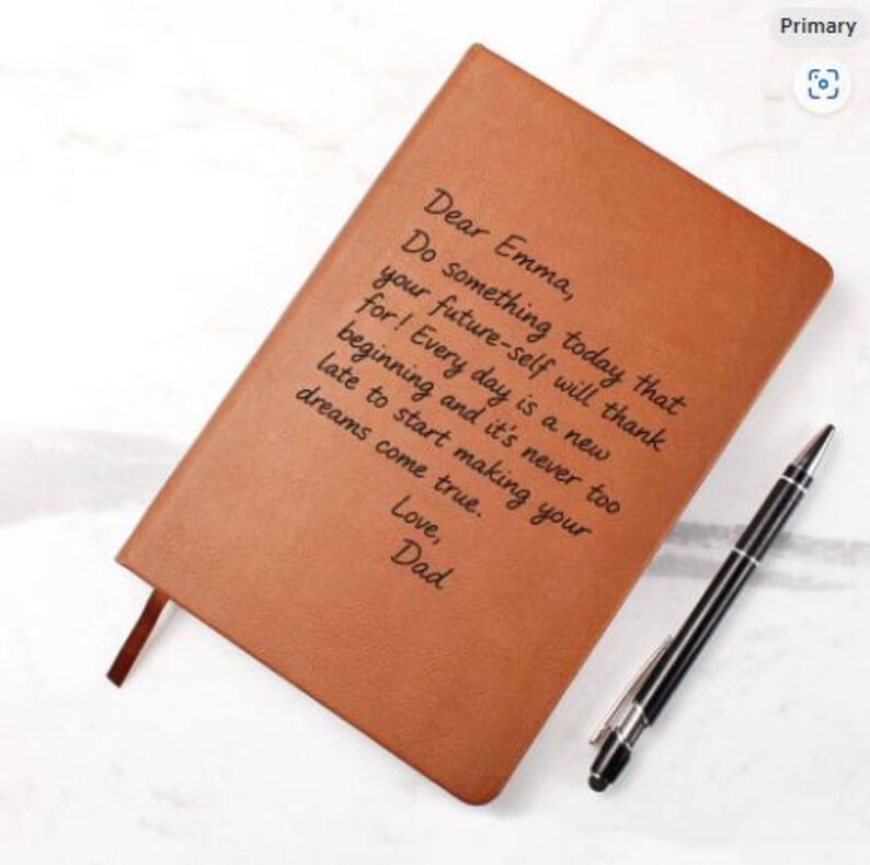 Personalized Handwriting Vegan Leather Journal: Custom Keepsake Gift, A5 Leather Notebook image 7