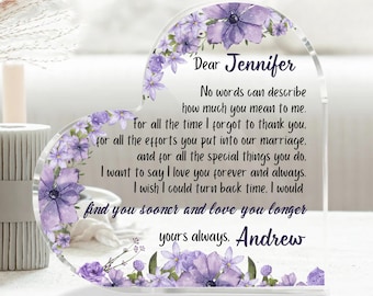 Personalisiertes Geschenk für Frau, Herz-Acryl-Plakette, graviertes Gedicht-Acryl-Ständer, Jahrestagsgeschenk, Valentinstagsgeschenk, für meinen Seelenverwandten