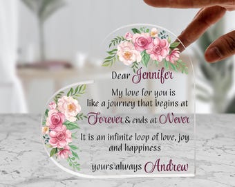 Personalisiertes Geschenk für Frau, Herz-Acryl-Plakette, graviertes Gedicht-Acryl-Ständer, Jahrestagsgeschenk, Valentinstagsgeschenk, für meinen Seelenverwandten