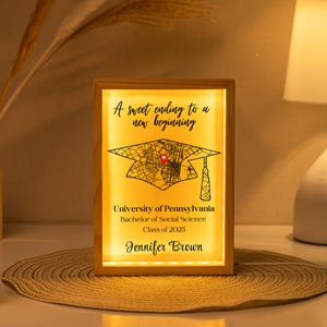 Veilleuse en acrylique avec carte de l'obtention du diplôme de collage personnalisé, cadeaux de diplômé pour lui, cadeau de remise de diplôme fille, cadeau doctorat de remise des diplômes maître