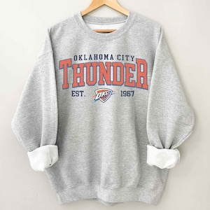 Vintage 90s Oklahoma City Thunder Shirt, Crewneck Thunder Sweatshirt, Retro Basketball Hoodie For Women And Men, Gift For Basketball Fans