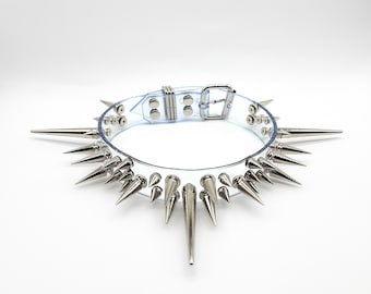 GULLIVER Transparent Vinyl Spiked Collar | Industrial Gothic Statement Choker
