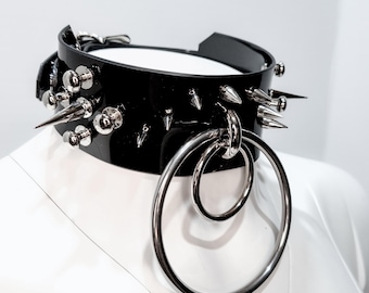 Heavy Spiked Vinyl Statement Collar