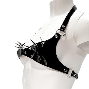 Spiked Black Vinyl Bra image 3