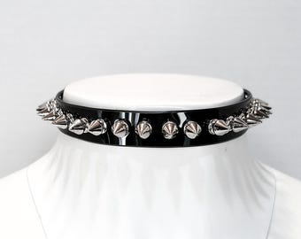 Gothic Choker 1 Row Small Bullet Spikes