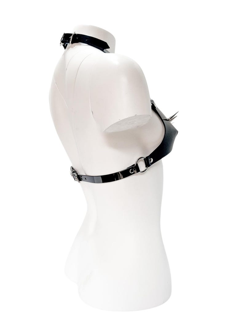 Spiked Black Vinyl Bra image 4