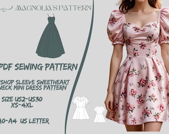 Woman Mini Dress Sewing Pattern,sundress Pattern,cottagecore