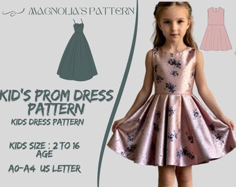 Girls Party Dress Sewing Pattern, Size 2-16 (PDF Pattern)