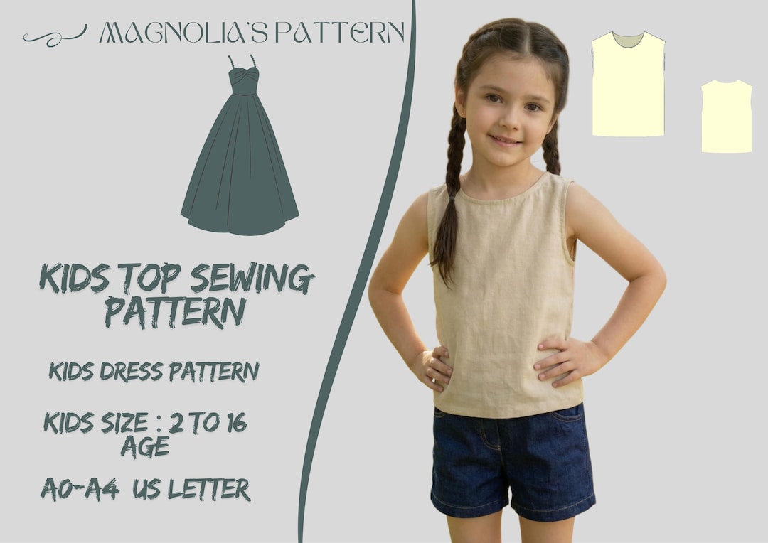 Kids Top Sewing Pattern, Girls Blouse Sewing Patterns, Baby T-shirt ...
