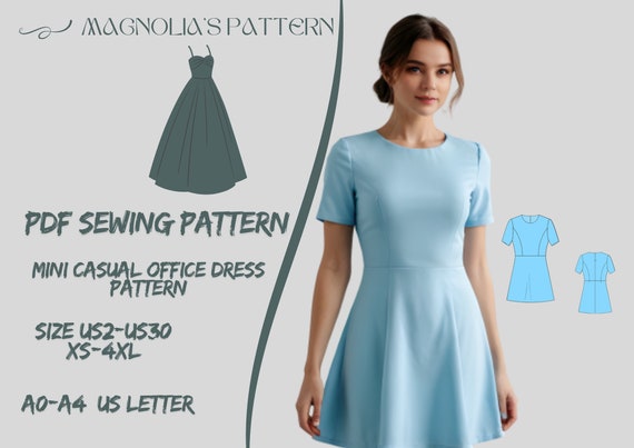Mini Office Dress Sewing Pattern: Casual Style (US 2-30) (PDF Pattern)
