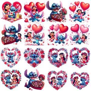 Niedliches Cartoon-PNG-Bundle zum Valentinstag, Paar-Karikatur Chicana-Stil Png, Paar-Valentinstags-Png, Paar-Geschenke, Sublimationsdesign, Geschenk für Sie