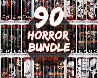 90 Designs Horror 20oz Skinny Tumbler Png Bundle, Halloween Movie Tumbler Wrap Png Sublimation, Scary Movie Tumbler, Digital Download