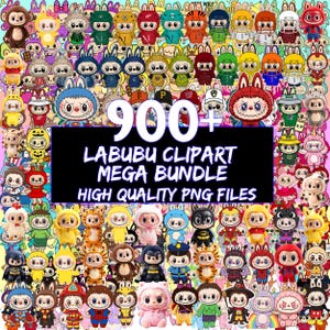 Lindo paquete de sublimación de Labubu PNG / Más de 900 divertidas citas kawaii / Descarga digital de dibujos animados, La bubu PNG, Sublimación de camisetas