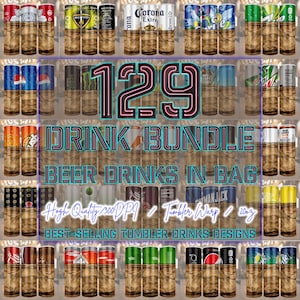 129 Liquor and Soda Brands Tumbler Wrap Bundle, Print Shop-startpakket, 20oz skinny sublimatiebeker, drank Bier Dranken png PNGEgg