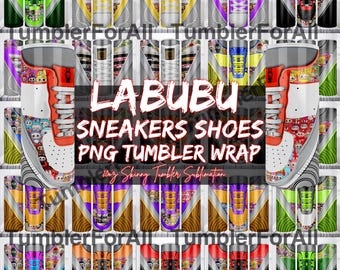Labubu Sneaker tumbler , La bubu kicks tumbler wrap,Cute Cartoon 20 oz Skinny Tumbler Sublimation Design, shoes tumbler wrap PNG