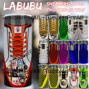 Cute La-bu-bu Tumbler Wraps – 20oz PNG Bundle for Sublimation, Ka-wai Cartoon Cup Wrap for Kids Gift, Labubu Sneaker tumbler