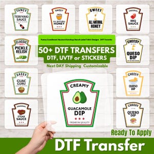 FUNNY Condiment mustard ketchup ranch label tshirt designs DTF Transfers - Ready to Press Iron On Funny Group Shirts & Apparel