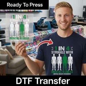 1 In 4 Struggle DTF Transfer, Mental Health Awareness Ready to Press, Support Iron On