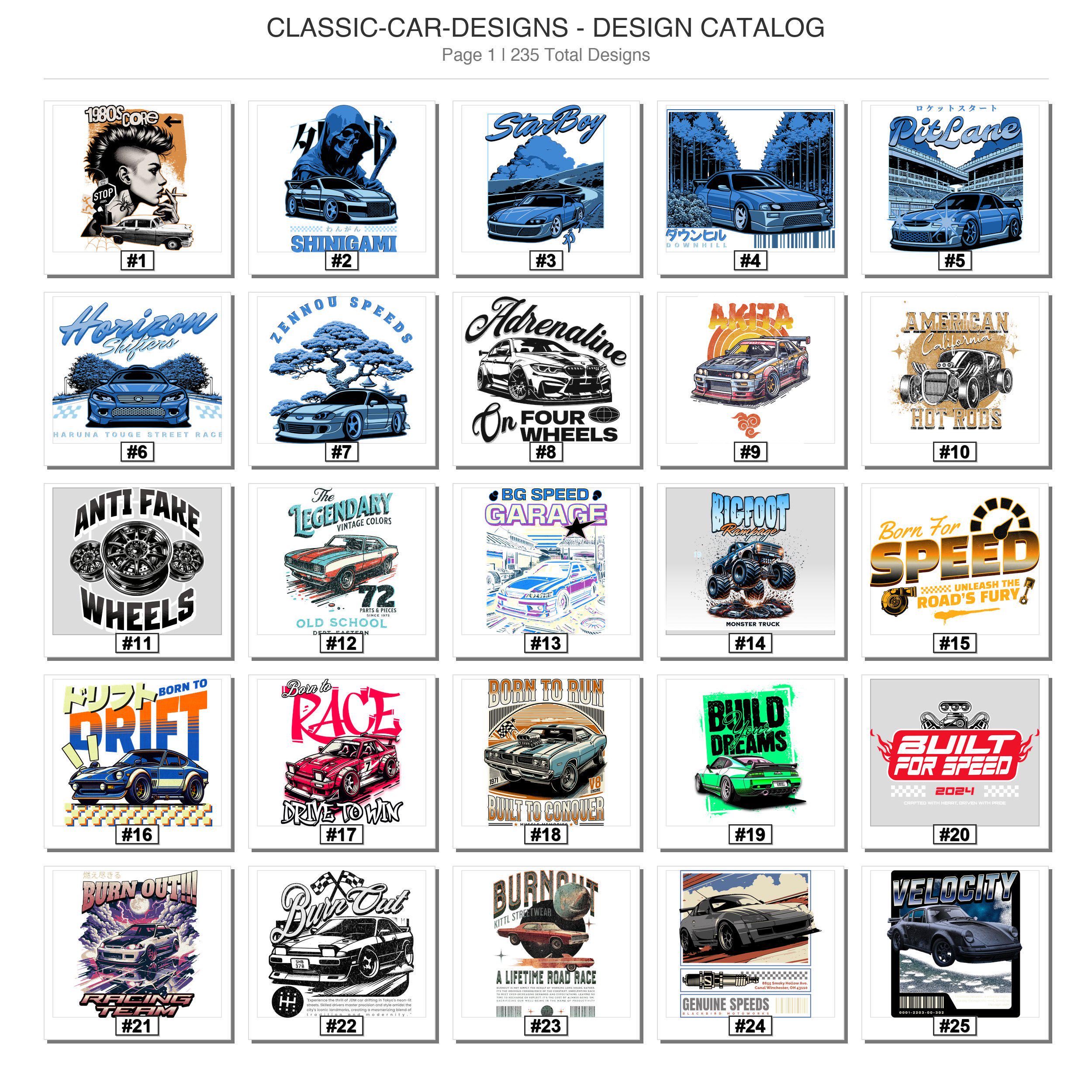 Classic-car-designs DTF Transfers - Vintage Vehicles Ready to Press ...