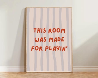 This Room Was Made For Playin' (Red & Blue), Playroom Printable Wall Art, Kids Room Decor