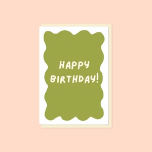 Carte 'Bonne fête' (Green & Yellow), 'Happy Birthday' Folded 5x7 Card, Digital Vertical Birthday Card, Printable Blank Bilingual Cards