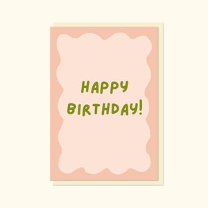 Carte 'Bonne fête' (Pink & Green), 'Happy Birthday' Folded 5x7 Card, Digital Vertical Birthday Card, Printable Blank Bilingual Cards