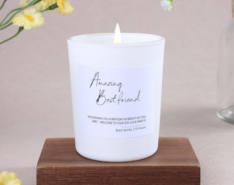 Best Friend Birthday Gift Muted Script Candle, Birthday Gift for Friend, Birthday Gift for Her- Personalised Gifts