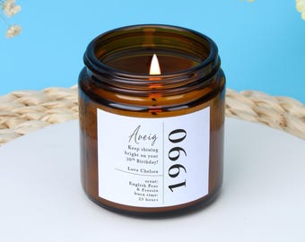 Personalised 30th Birthday Candle Gift: Soy Wax Apothecary Jar