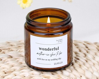 Personalised Mother-in-Law Wedding Candle Gift: Soy Wax Scented Candle