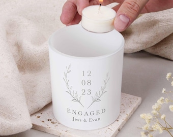 Personalised Engagement Tealight Holder: Date Keepsake Gift