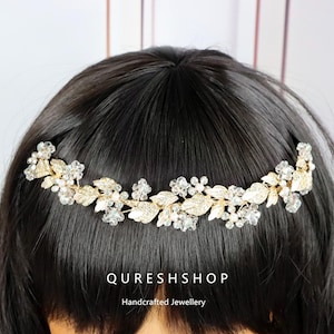 wedding headband Gold Bridal headband Crystal hair band Wedding hair jewelry Bridal tiara crown head band , Hair Piece, For Bridesmaids