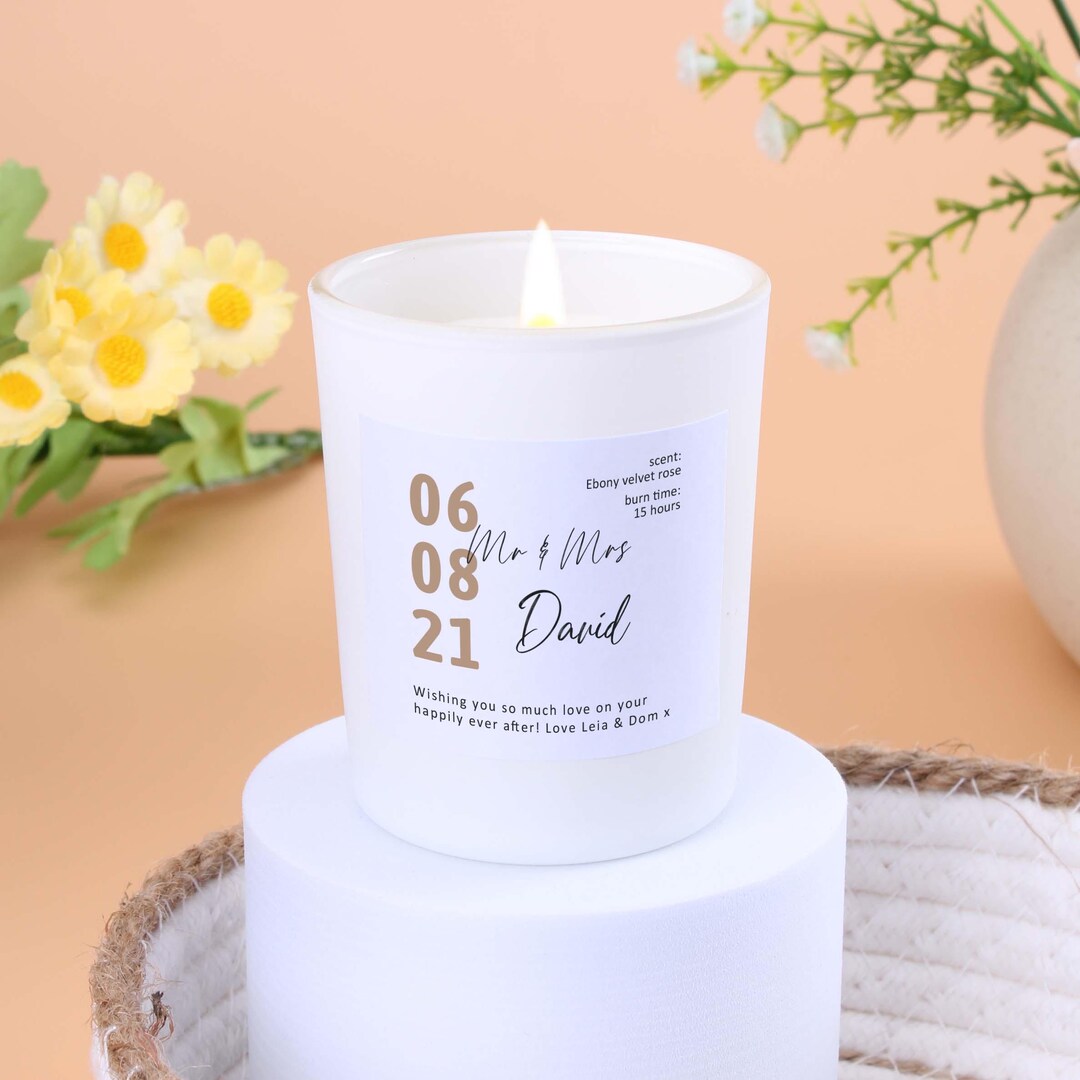 Personalised Wedding Date Candle: Mr & Mrs Soy Wax Gift - Etsy