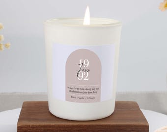 30th Birthday Gift: Personalised Frosted Soy Candle