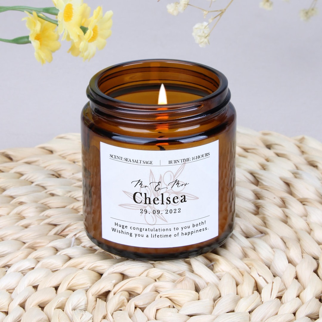 Personalised Wedding Candle Gift - Mr & Mrs Scented Soy Candle - Etsy