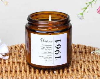 Personalisierte 60er Geburtstag Kerze Geschenk: Sojawachs Apothekerglas