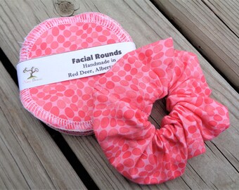 Reusable Facial Rounds and Scrunchie - Pink