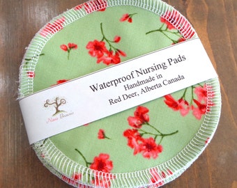 Reusable Nursing Pads, Waterproof Nursing Pads - 09 - Green Floral