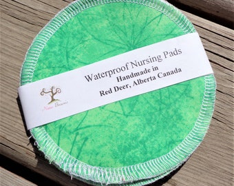 Waterproof Reusable Nursing Pads, Waterproof Nursing Pads - Green Print