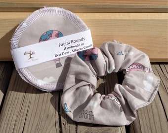 Reusable Facial Rounds and Scrunchie - Hot Air Balloon