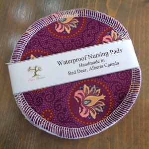 Reusable Nursing Pads, Waterproof Nursing Pads - 12 - Purple Print