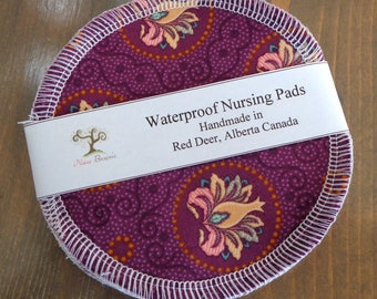 Reusable Nursing Pads, Waterproof Nursing Pads - Purple Print