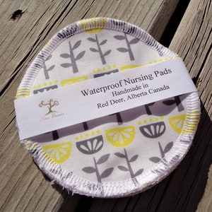 Waterproof Reusable Nursing Pads, Waterproof Nursing Pads - 34 - Yellow & Grey Floral